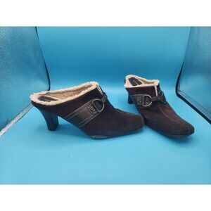 Aerosoles women's brown  slip on heel/clog shoes, size 9.5B Fleece Suede